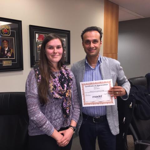 Bill Dehal Recognized for Supporting the Fight Against Impaired Driving